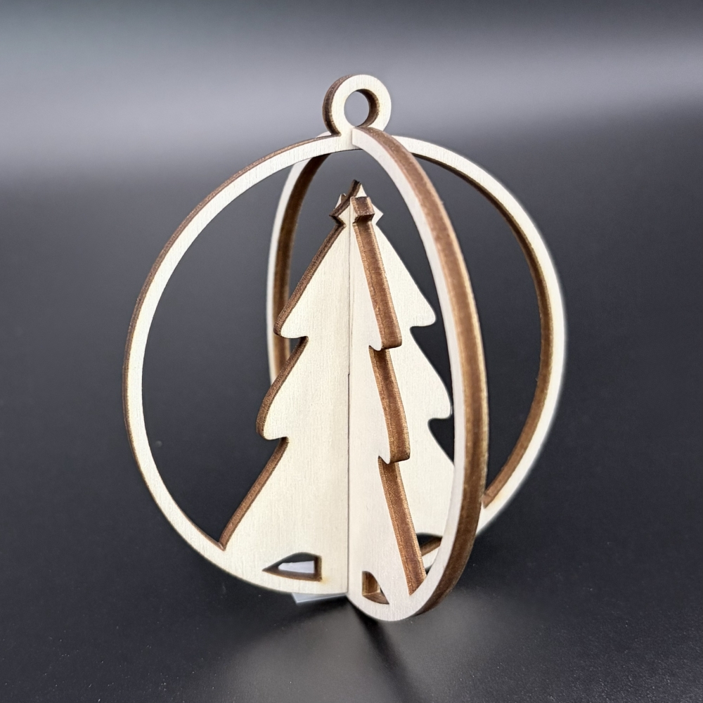 Set 8 Decoratiuni de Craciun 3D din Lemn – 2 Piese/Model cu Cutie Cadou - Model 7