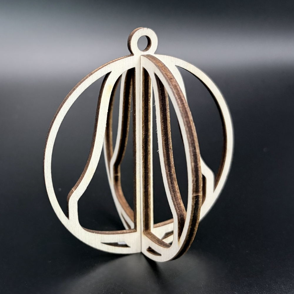 Set 8 Decoratiuni de Craciun 3D din Lemn – 2 Piese/Model cu Cutie Cadou - Model 7