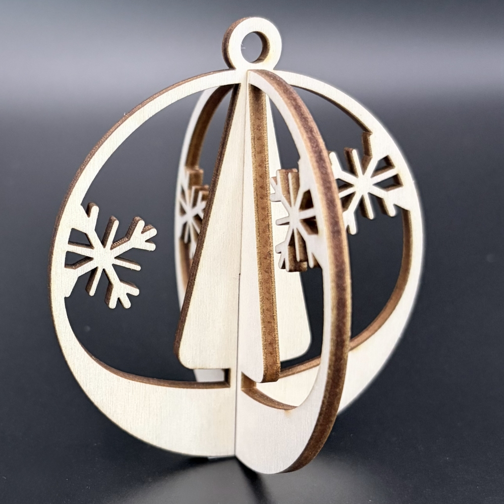 Set 8 Decoratiuni de Craciun 3D din Lemn – 2 Piese/Model cu Cutie Cadou - Model 7