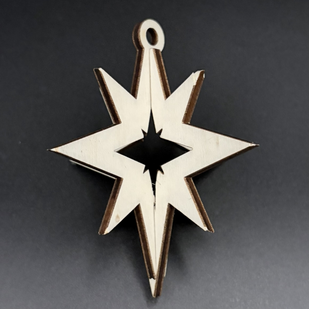 Set 8 Decoratiuni de Craciun 3D din Lemn – 2 Piese/Model cu Cutie Cadou - Model 7