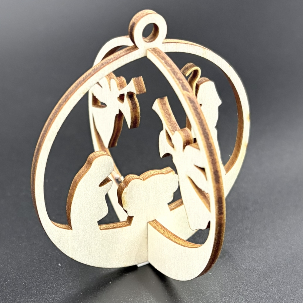 Set 8 Decoratiuni de Craciun 3D din Lemn – 2 Piese/Model cu Cutie Cadou - Model 7